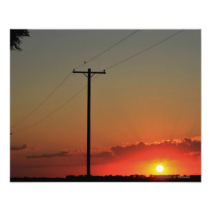 Kansas Sunset with Clouds Photo Utvidgning Fototryck