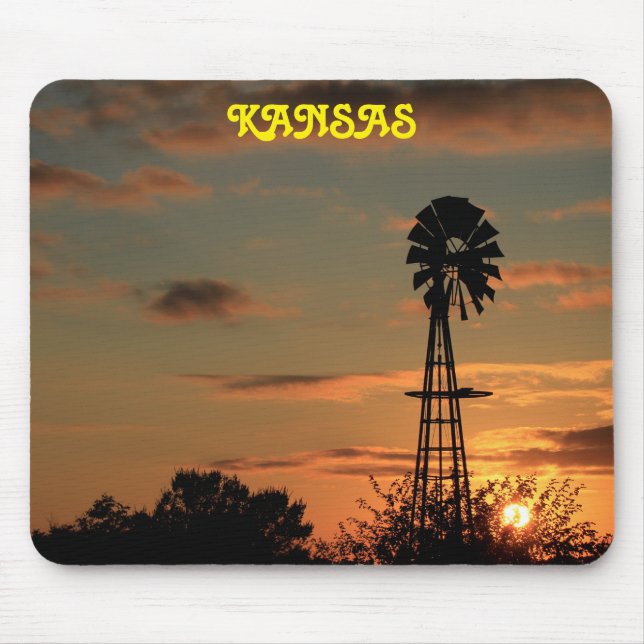 Kansas Sunset with Kvarn Silhouette Mouse pad Musmatta (Framsidan)