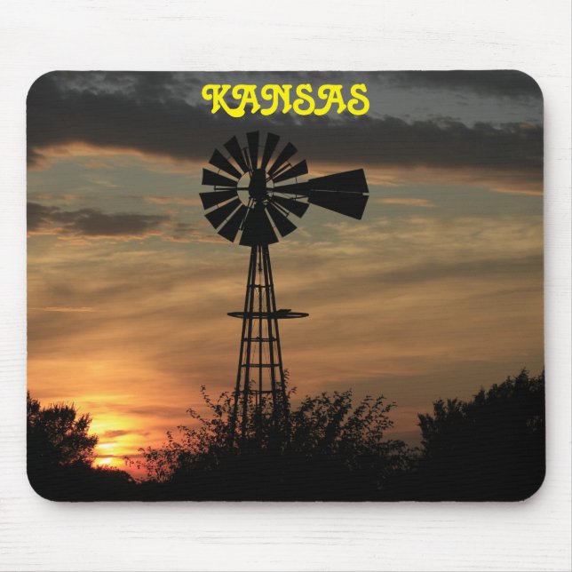 Kansas Sunset with Kvarn Silhouette Mouse pad Musmatta (Framsidan)