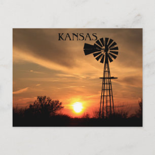 Kansas Sunset with Kvarn silhouette Vykort