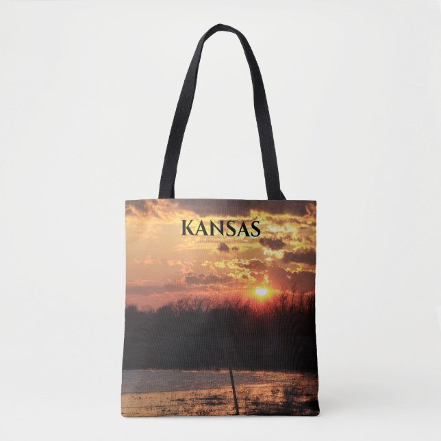 Kansas Sunset with Reflection Photo Bag. Tygkasse (Framsida)