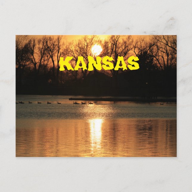 Kansas Sunset with Reflection POST Card Vykort (Framsida)