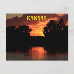 Kansas Sunset with Silhouettes, Post Card Vykort