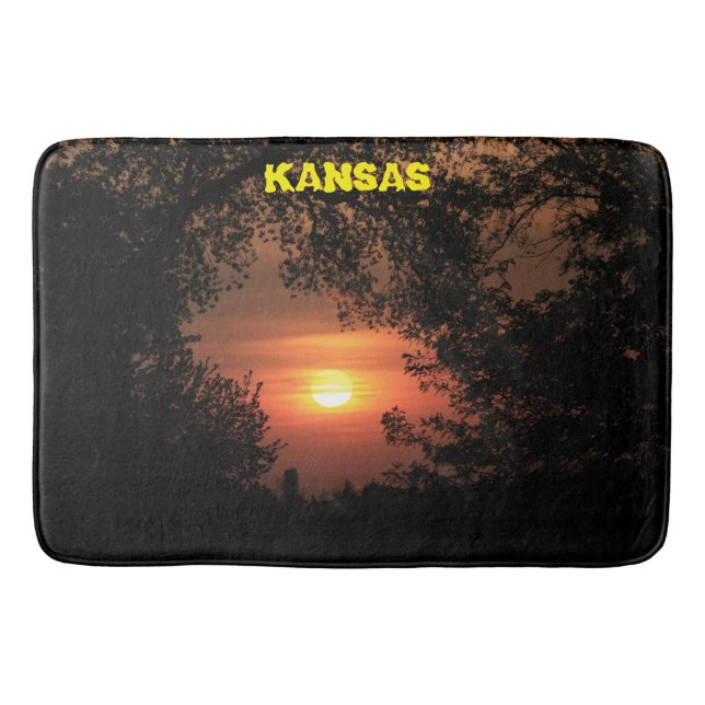 Kansas Sunset with träd Silhouettes Bath Mat Badrumsmatta (Framsidan)