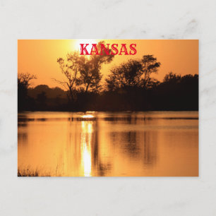 Kansas Sunset with vatten Reflection Post Card Vykort