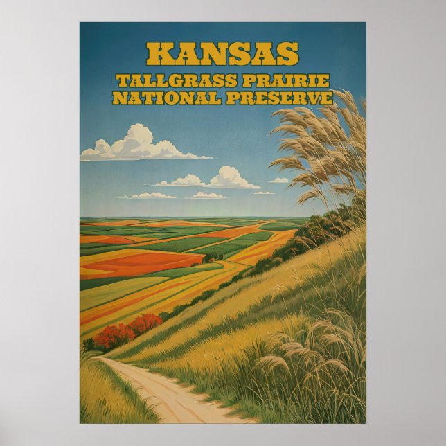 Kansas Tallgräs Prairie National Preserve V03 Poster (Framsidan)