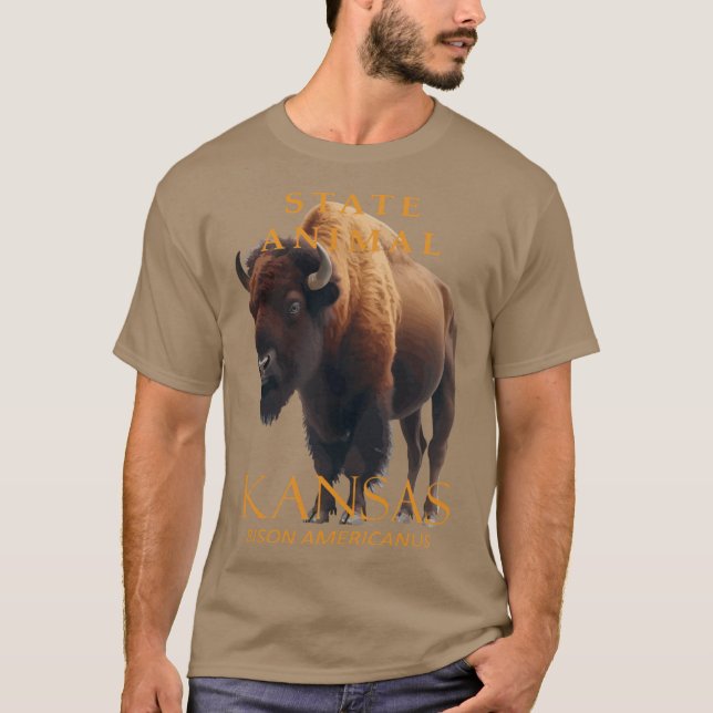 Kansas Territory Djur Bison Americanus T Shirt (Framsida)