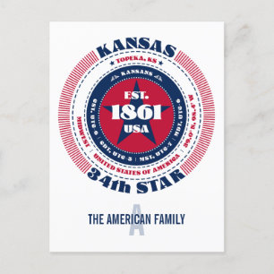 Kansas, Topeka, KS, Patriotic, Monogram Vykort