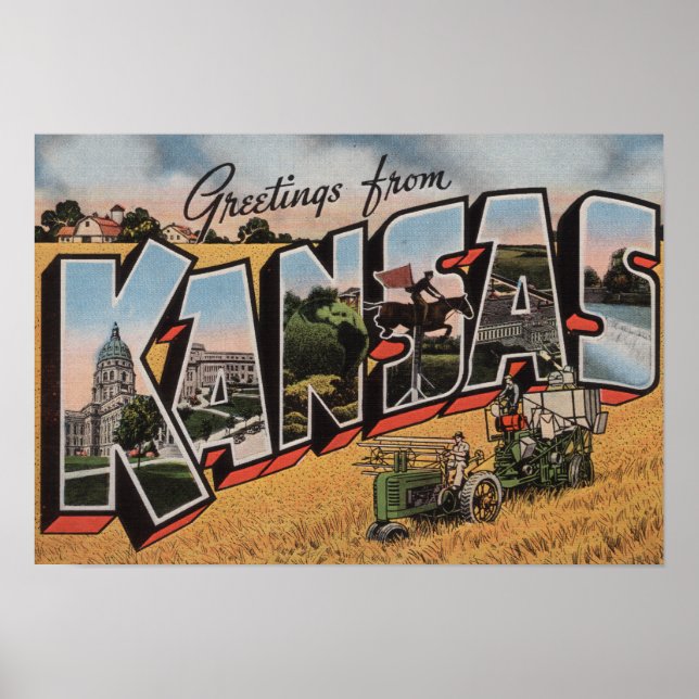 Kansas (traktor- och hay Bailer Scene) Poster (Framsidan)