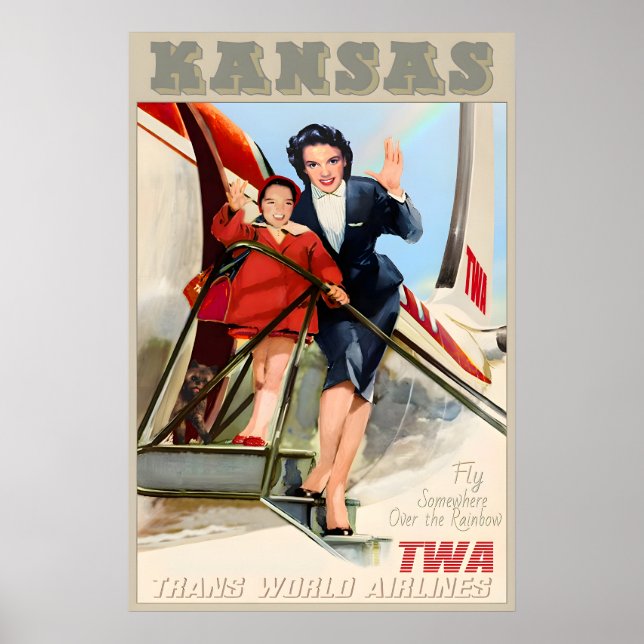 Kansas TWA Trans World Airlines Ny Retro Poster (Framsidan)