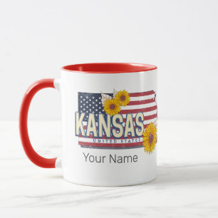 Kansas United Stater Retro State Karta Vintage USA Mugg
