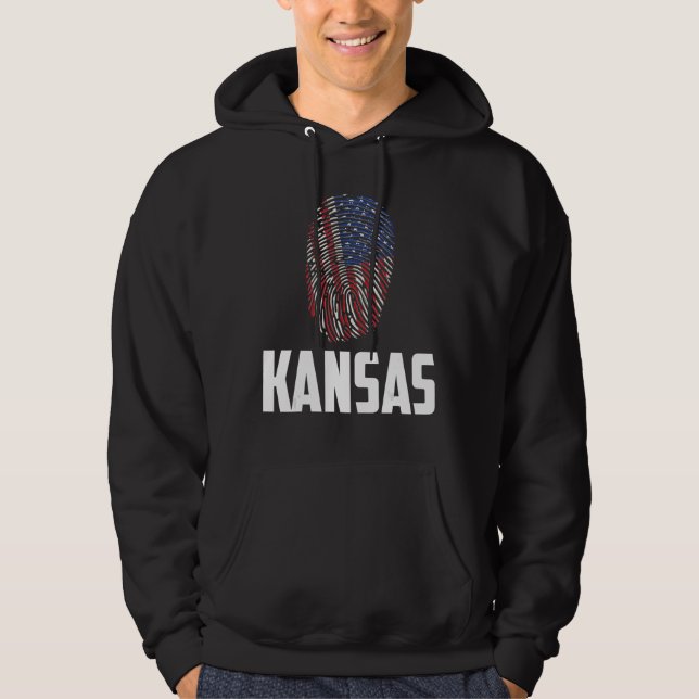Kansas USA American Flagga 4 juli Hoodie (Framsida)