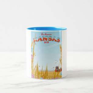 Kansas USA Farm retro Travel-affisch Två-Tonad Mugg