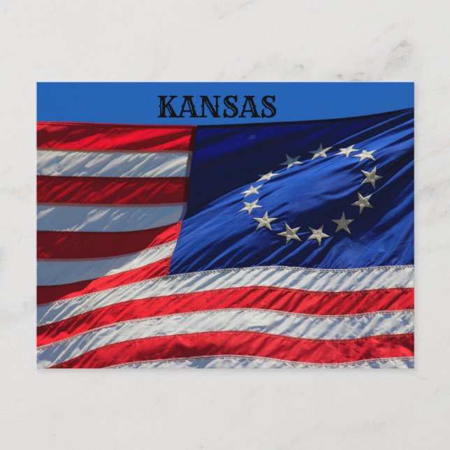 Kansas USA flagga stänger av POSTKORT. Vykort (Framsida)