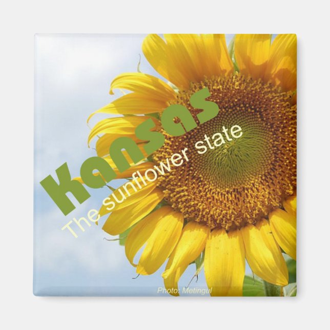 Kansas USA Solrosstat Souvenir Fridge Magnet (Framsidan)