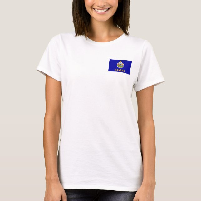 Kansas, USA, Ull Zip Joggare flagga Tee Shirt (Framsida)