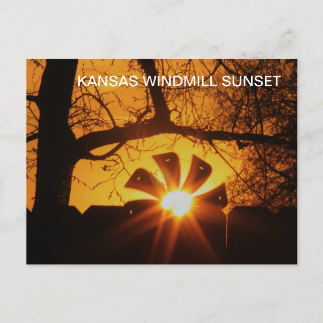 Kansas väderkvarn solnedgång POSTKORT Vykort (Framsida)