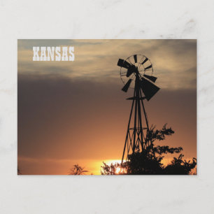 Kansas väderkvarn solnedgång vykort