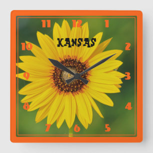 Kansas Vild Solros Fyrkantig Klocka