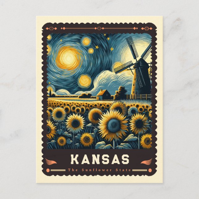 Kansas | Vincent Van Gogh Inspired Vykort (Framsida)