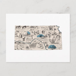 Kansas Vintage Bild Karta Antique State Diagram Vykort