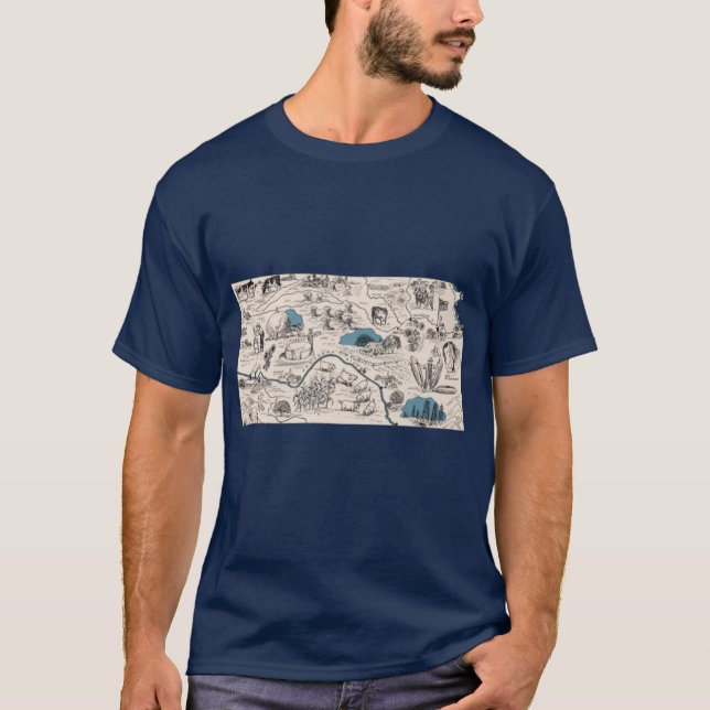 Kansas Vintage Picture Map T Shirt (Framsida)