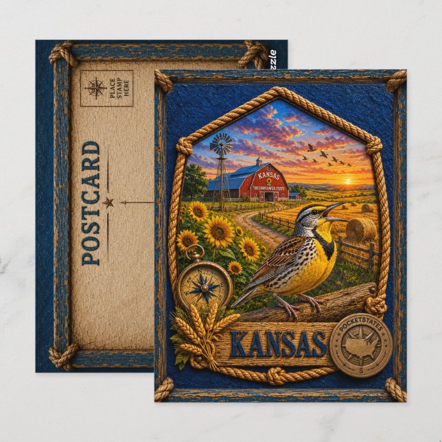 Kansas Vintage Resa Vykort (Fram/baksida)