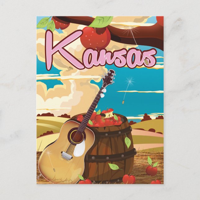 Kansas vintage seriefigur reseskylt vykort (Framsida)