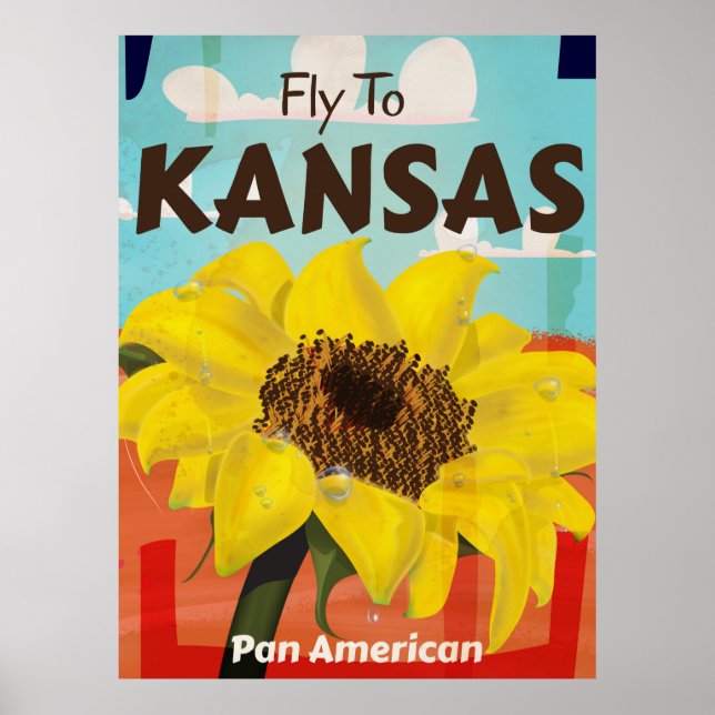 Kansas Vintage Solros Resemotiv Affisch (Framsidan)