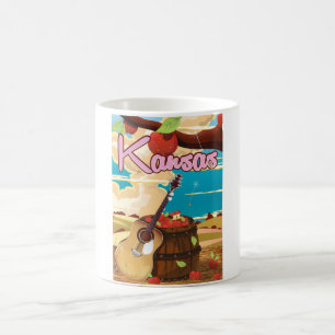 Kansas vintage tecknad reseaffisch kaffemugg