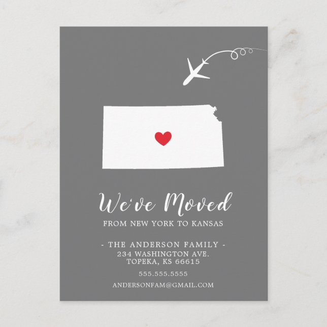 KANSAS-vykort för flytta-meddelande Vykort (Framsida)