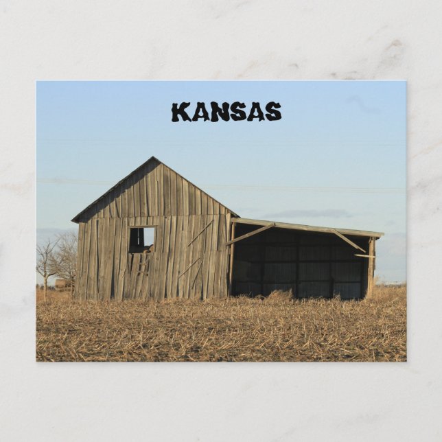 Kansas Wooden Barn i fält Vykort (Framsida)