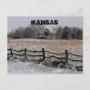 Kansas Wooden Fence Winter Wonderland Post Card Vykort
