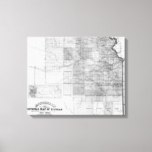 KansasPanoramic MapKansas Canvastryck