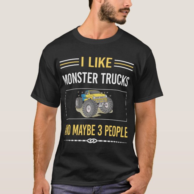 Kanske 3 människor, Monster Lastbil Lastbilar T Shirt (Framsida)