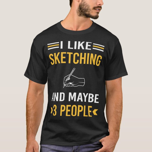 Kanske 3 personer Sketching T Shirt (Framsida)