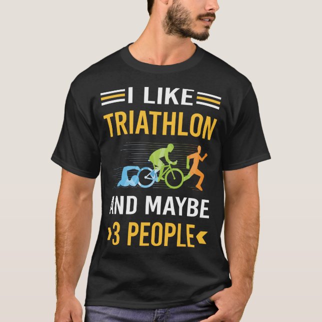Kanske 3 personer Triathlon Triathlete T Shirt (Framsida)