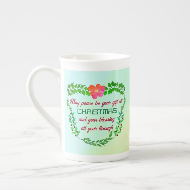 KANSKE FREDEN ÄR DIN GIFT PÅ CHRISTMAS BENPORSLIN MUGG (Vänster)