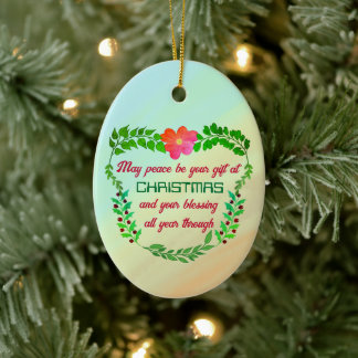 KANSKE FREDEN ÄR DIN GIFT PÅ CHRISTMAS JULGRANSPRYDNAD KERAMIK