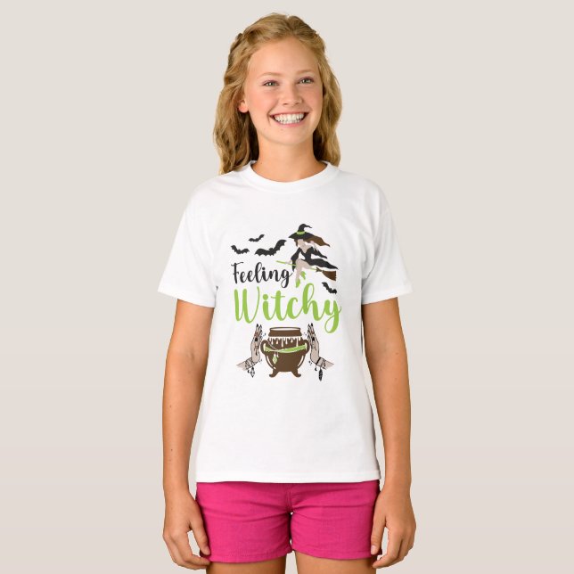 Känsla av häxchy Magic Halloween T Shirt (Hel framsida)