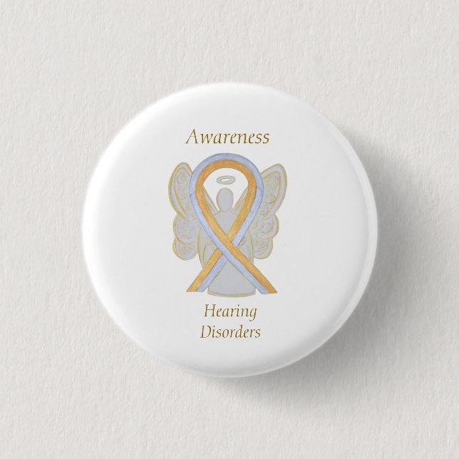 Känsla av hörsel Ribbon Angel Pin Knapp (Framsida)