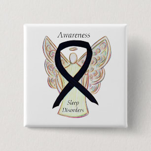 Känsla av medvetandegrad Angel Black Ribbon Pin Knapp