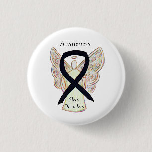 Känsla av medvetandegrad Angel Black Ribbon Pin Knapp