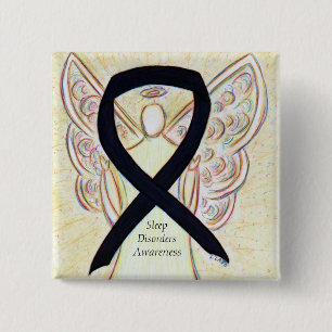 Känsla av medvetandegrad Angel Black Ribbon Pin Knapp