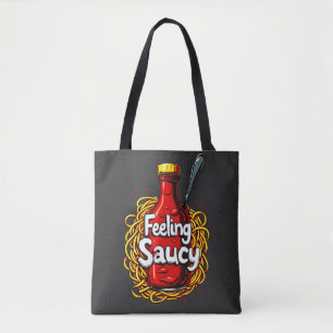 Känsla av saucy - Roligt Tomato Ketchup-utskrift f Tygkasse