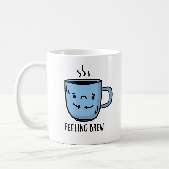 Känsla Brew Funny Ledsen Coffee Pun Kaffemugg (Vänster)