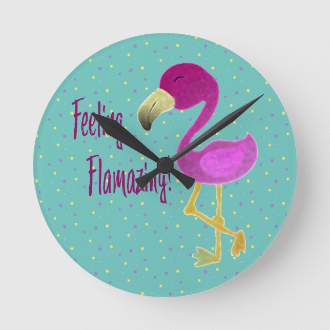 Känsla Flamazing Flamingo Rund Klocka (Framsida)
