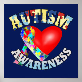 Känsla för autism Ribbon-hjärta Poster
