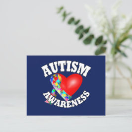 Känsla för autism Ribbon-hjärta Vykort