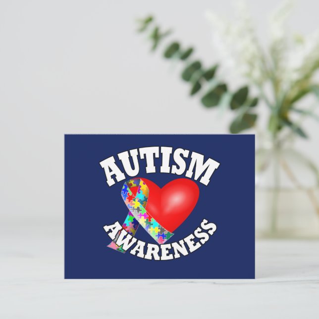 Känsla för autism Ribbon-hjärta Vykort (Stående Fram)